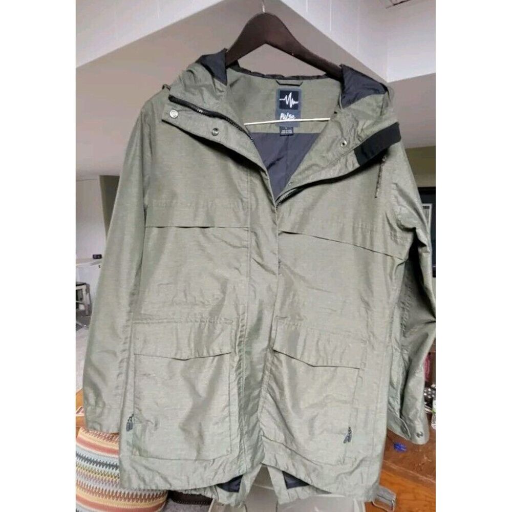 Pulse Hooded Women's Jacket Waterproof Windproof Olive Green Size L #111059